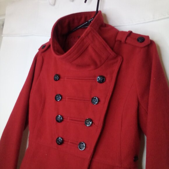 O'neill Coat women S Button Front Wool Blend Red - Picture 9 of 16
